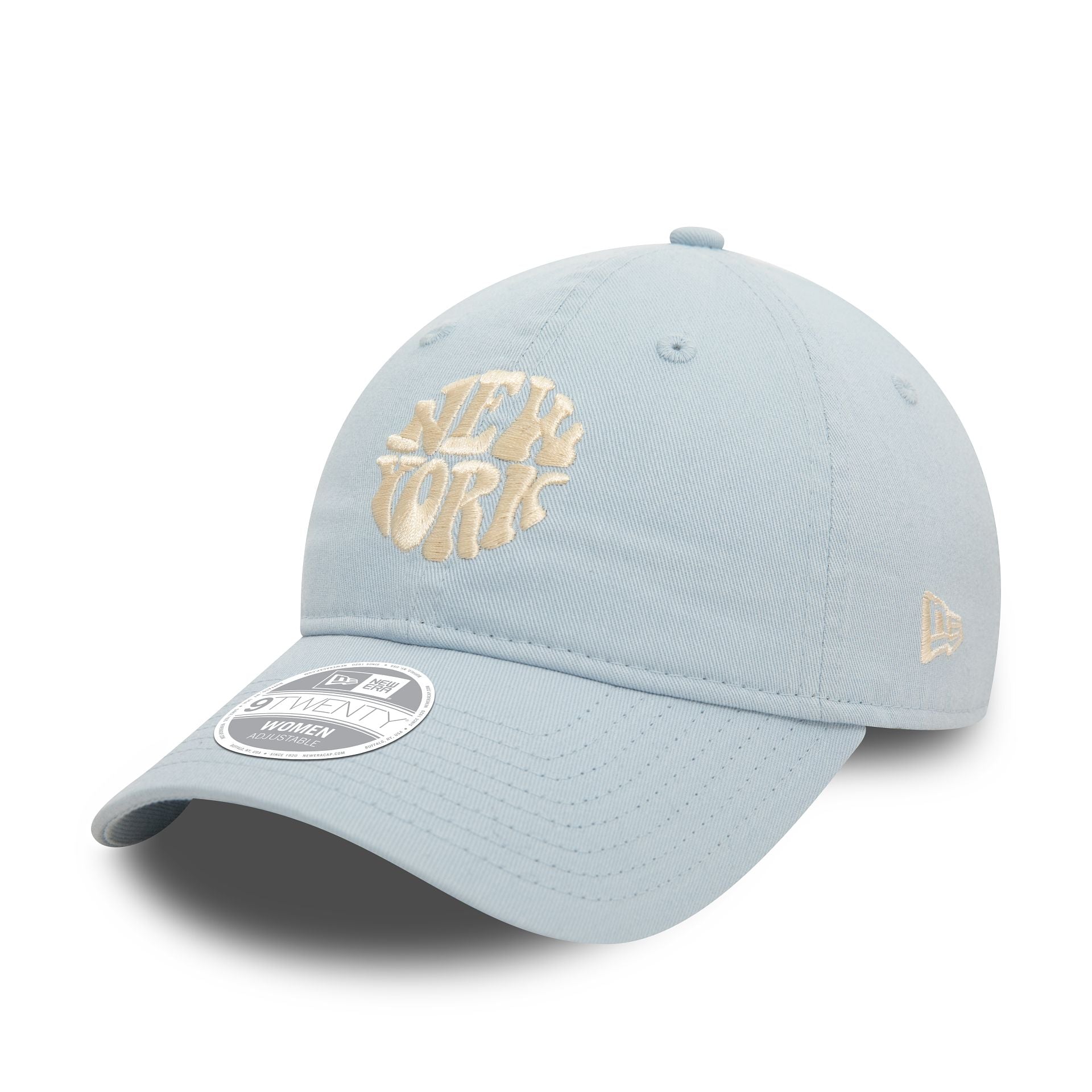 This is a New Era Womens Washed Pastel Blue 9TWENTY Adjustable Cap 1