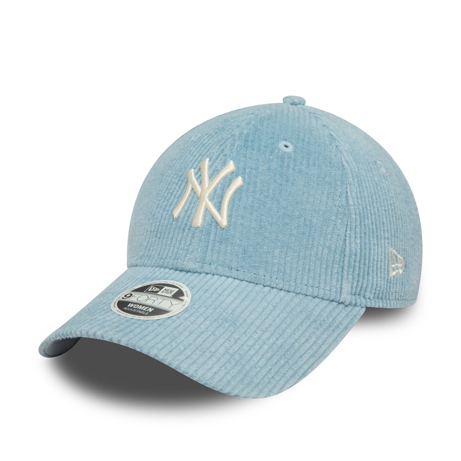 This is a New York Yankees Womens Cord Pastel Blue 9FORTY Adjustable Cap 1