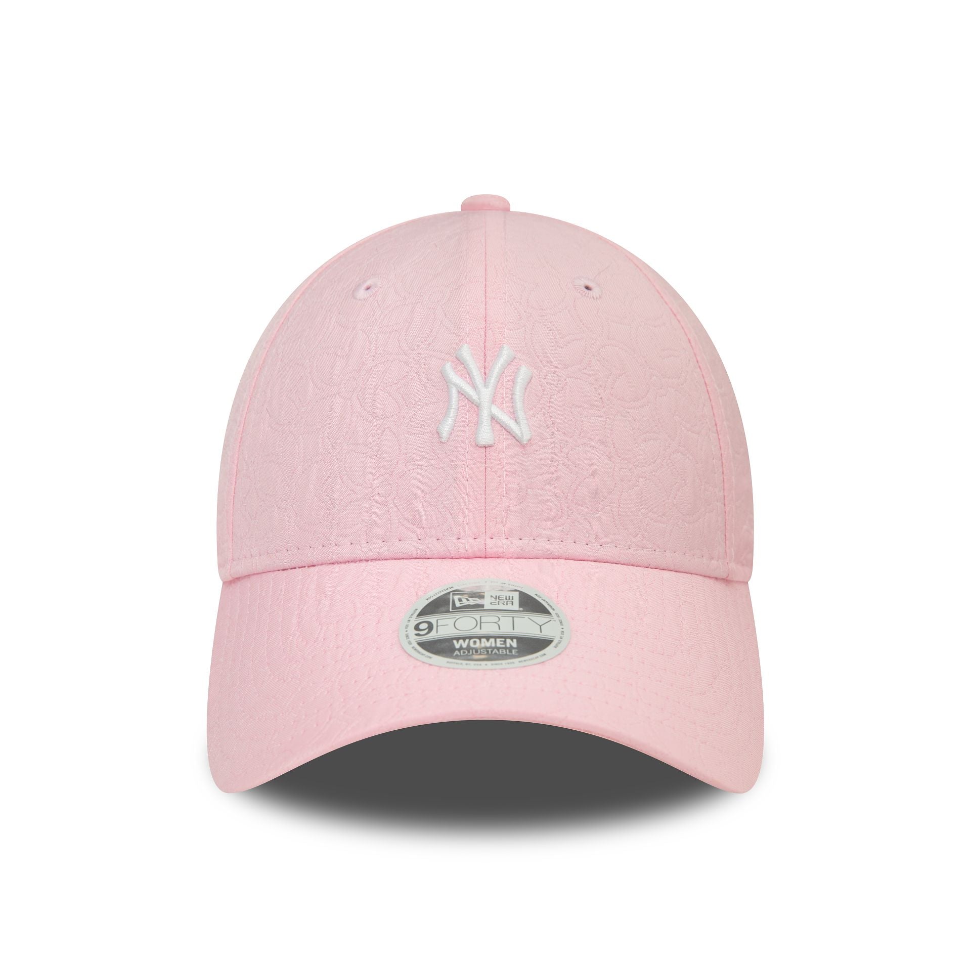 This is a New York Yankees Womens Jacquard Pastel Pink 9FORTY Adjustable Cap 2