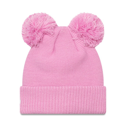 This is a LA Dodgers Womens Pastel Pink Double Bobble Knit Beanie Hat 2