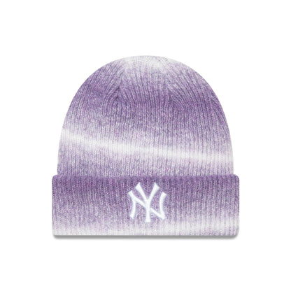 This is a New York Yankees Womens Space Dye Recycled Purple Cuff Knit Beanie Hat 1