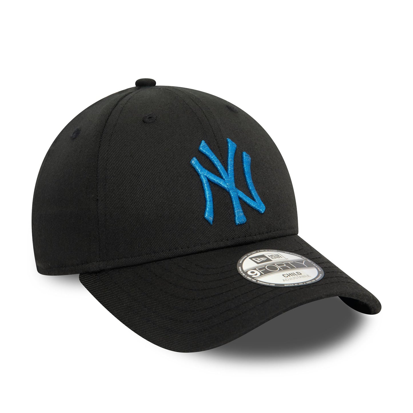 This is a New York Yankees Child Glitter Black 9FORTY Adjustable Cap 1