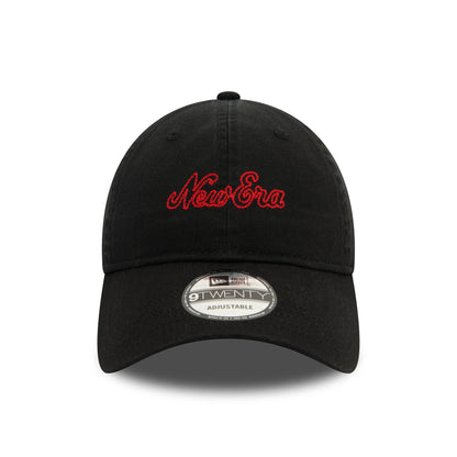 This is a New Era Heritage Script Black 9TWENTY Adjustable Cap 3