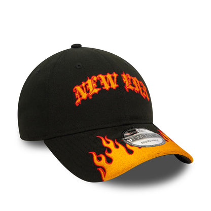 This is a New Era Race Black and Orange Flame 9TWENTY Adjustable Cap 3