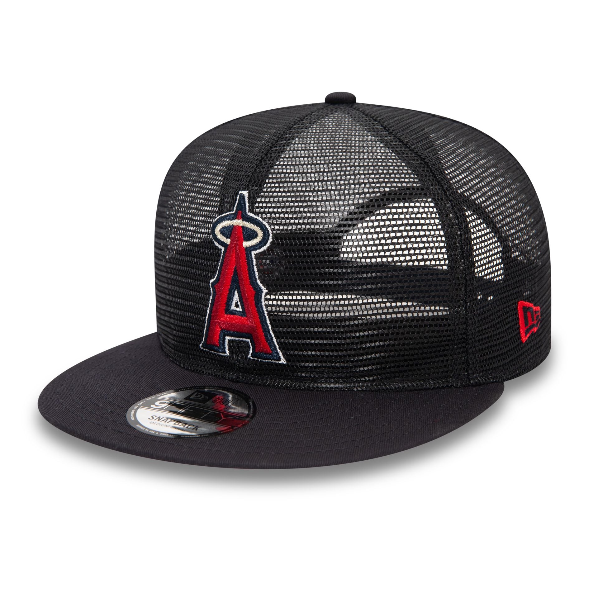 This is a LA Angels Embroidered Mesh Navy 9FIFTY Snapback Cap 1