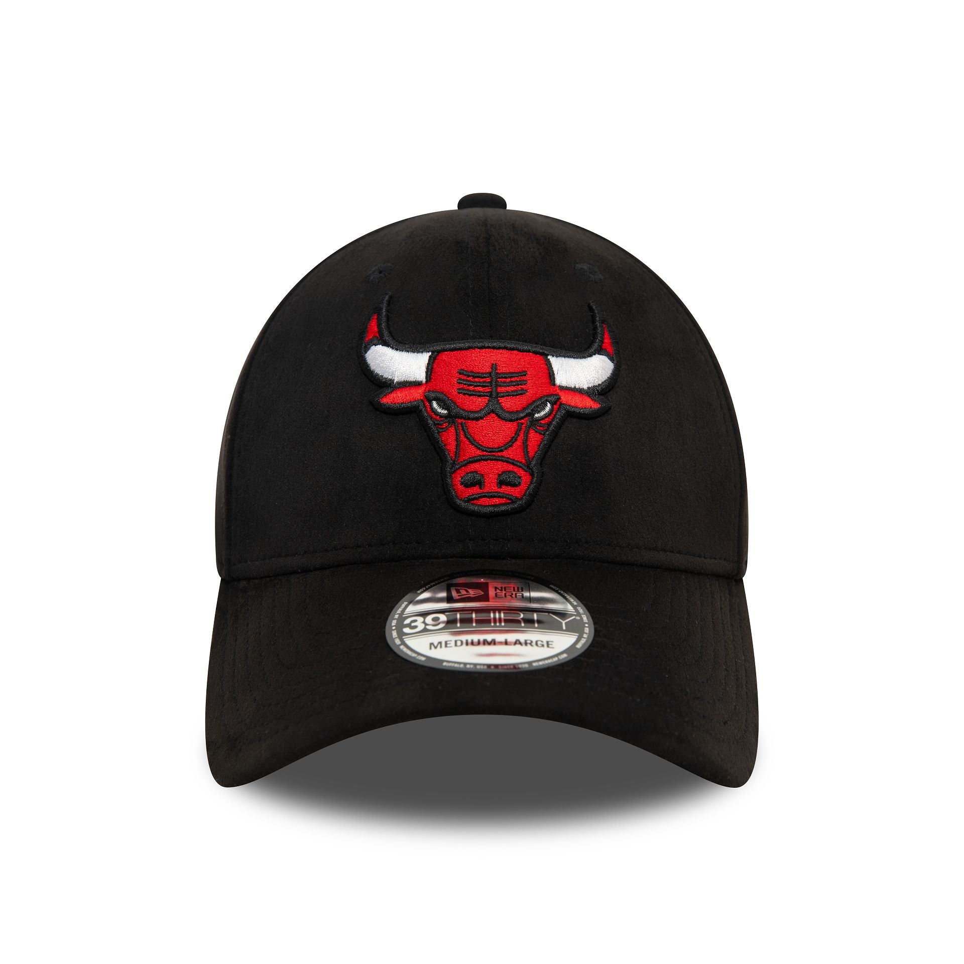 This is a Chicago Bulls Faux Suede Black 39THIRTY Stretch Fit Cap 2