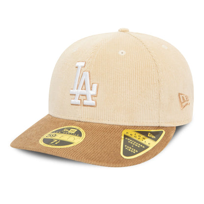 This is a LA Dodgers Cord Light Beige Low Profile 59FIFTY Fitted Cap 1