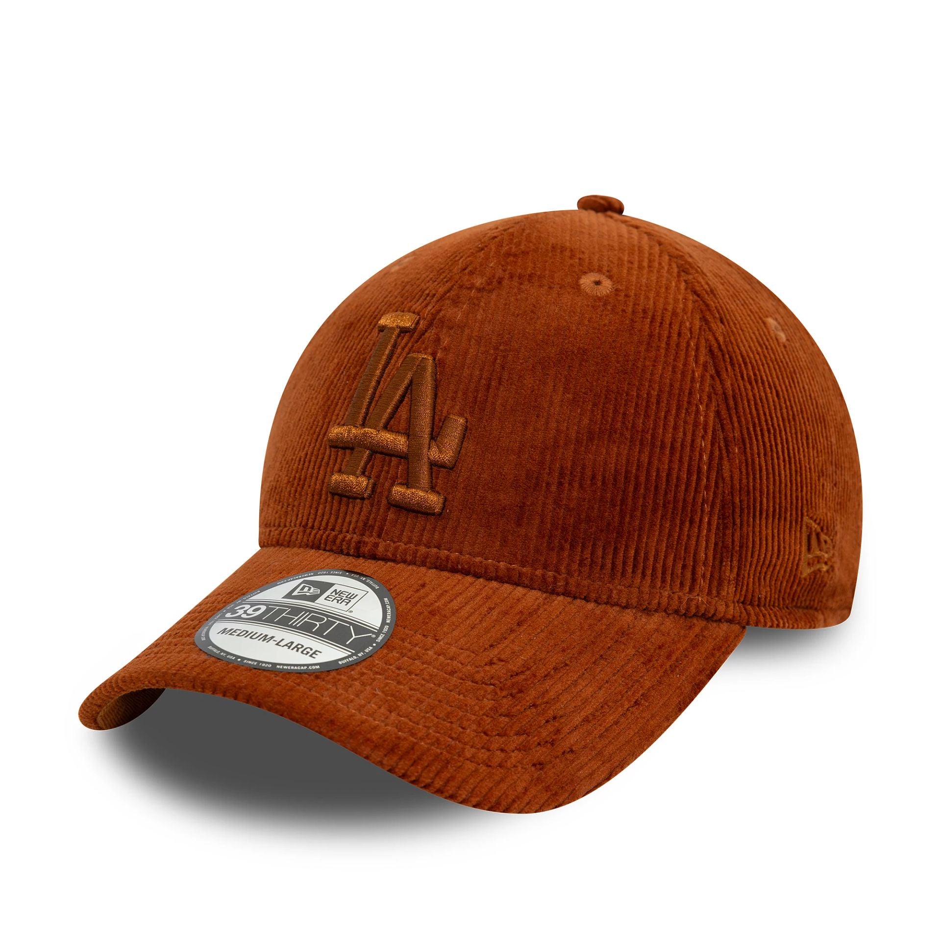 This is a LA Dodgers Cord Brown 39THIRTY Stretch Fit Cap 1