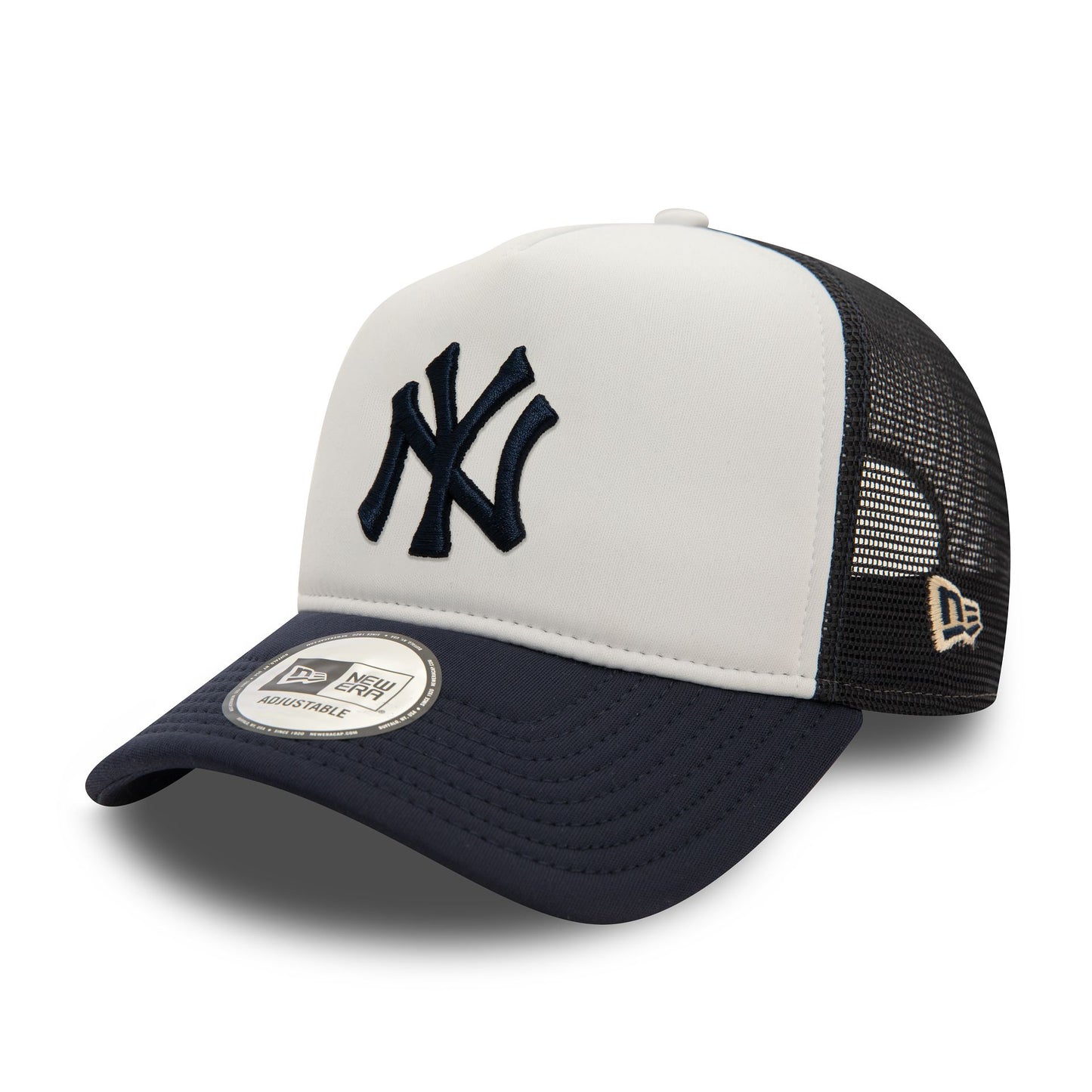 This is a New York Yankees World Series Navy 9FORTY E-Frame Adjustable Trucker Cap 2