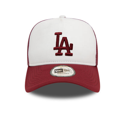 This is a LA Dodgers World Series Red 9FORTY E-Frame Adjustable Trucker Cap 3