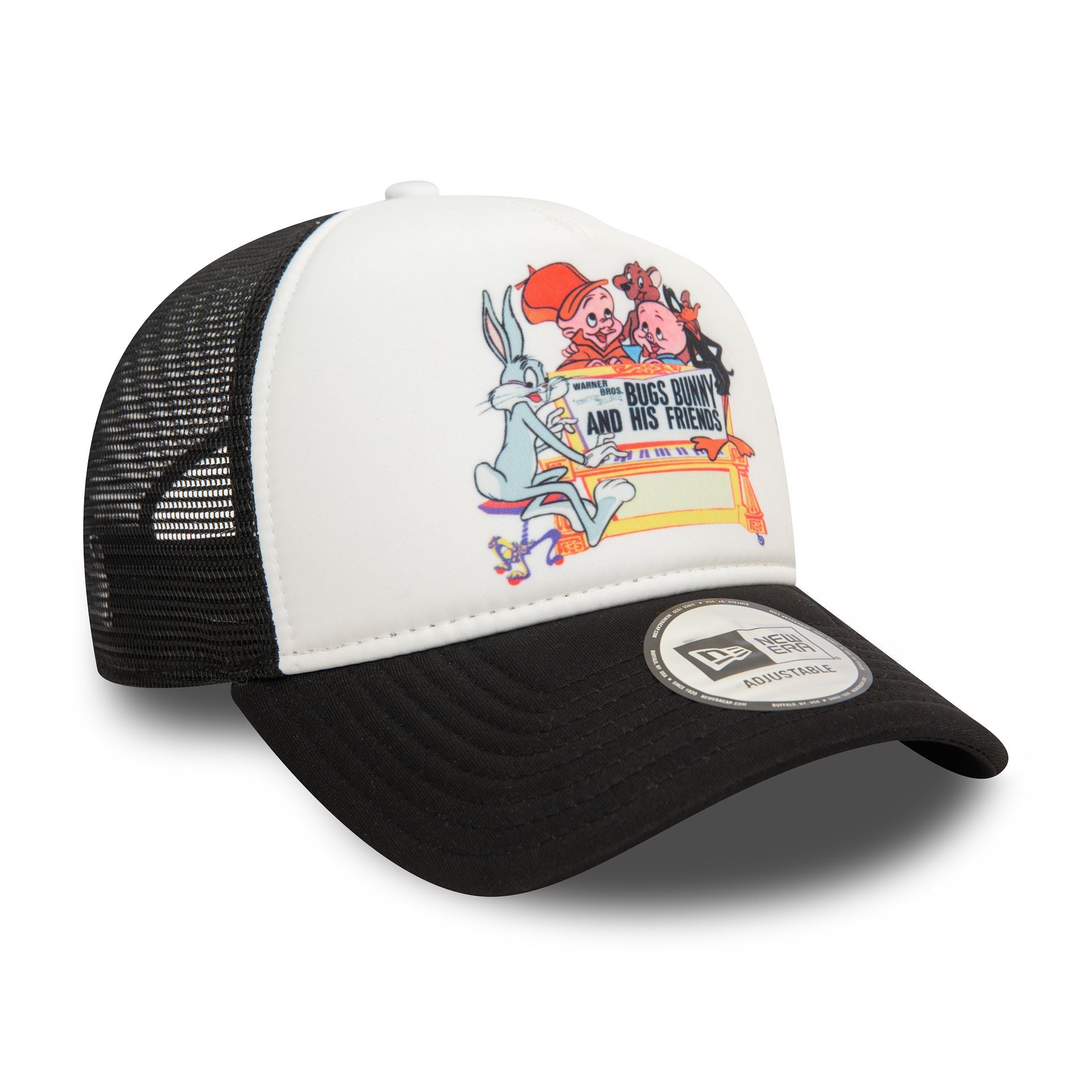 This is a Multi Character Bugs Bunny And Friends Black 9FORTY E-Frame Adjustable Trucker Cap 4