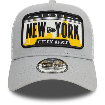 This is a New Era License Plate Grey 9FORTY E-Frame Adjustable Trucker Cap 2