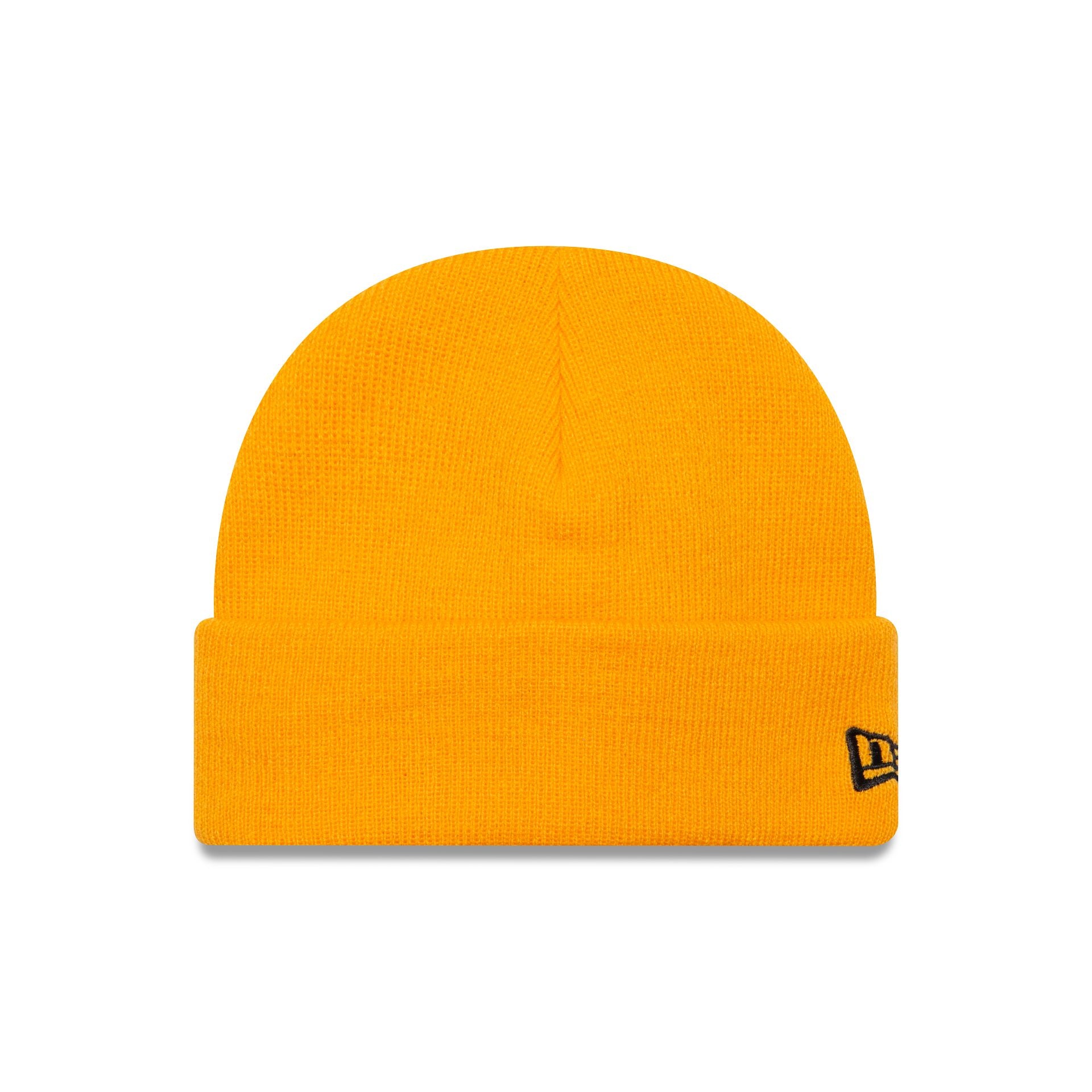 This is a New Era Orange Short Cuff Knit Beanie Hat 1