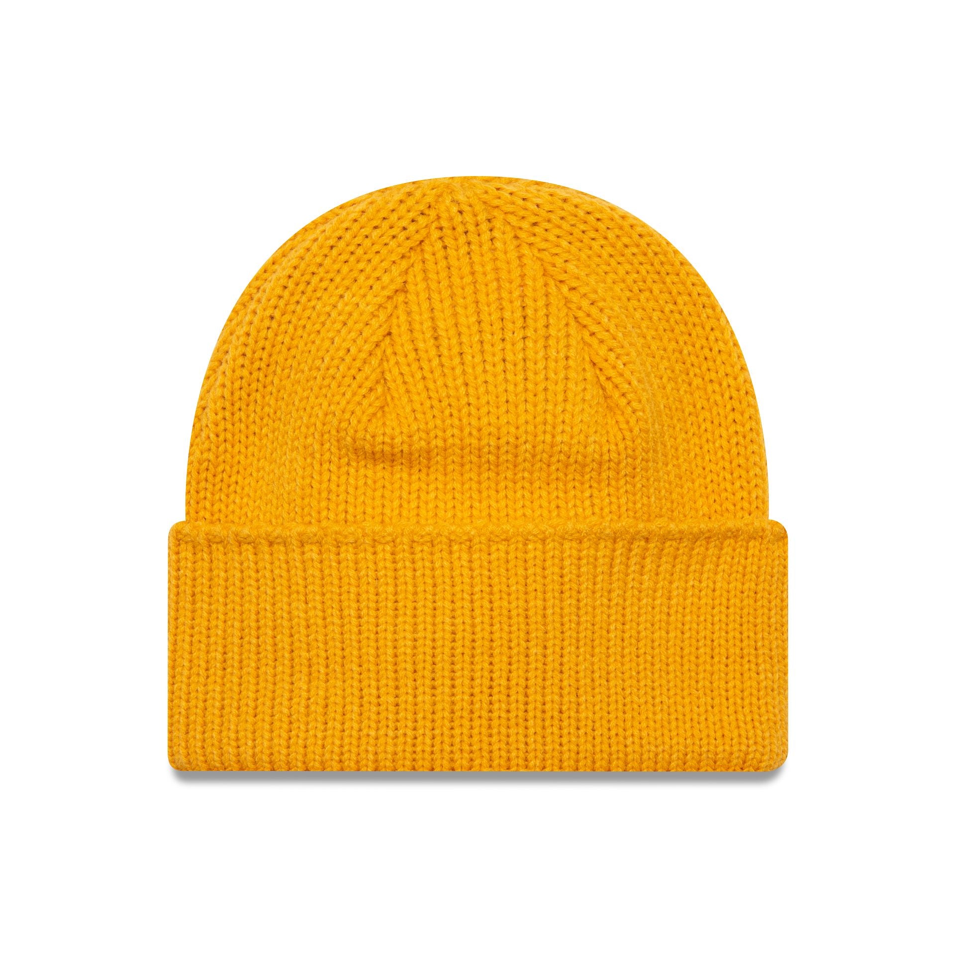 This is a New Era Dark Yellow Wide Cuff Knit Beanie Hat 2