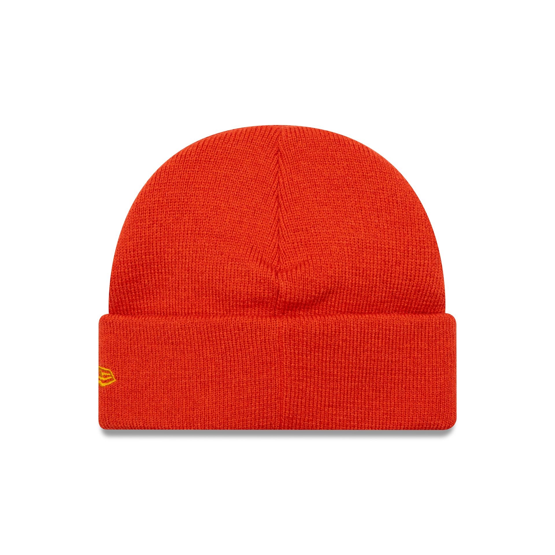 This is a New Era Orange Short Cuff Knit Beanie Hat 2