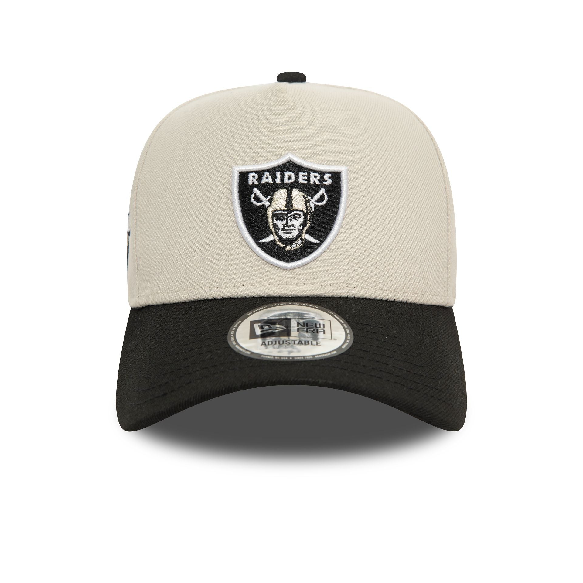 This is a Las Vegas Raiders NFL Light Beige 9FORTY E-Frame Adjustable Cap 2