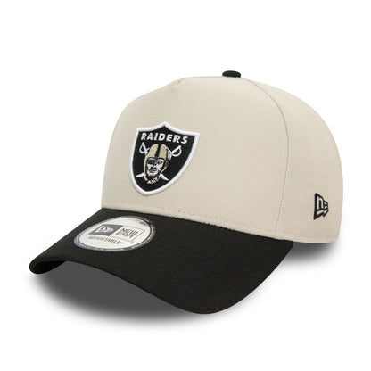 This is a Las Vegas Raiders NFL Light Beige 9FORTY E-Frame Adjustable Cap 1