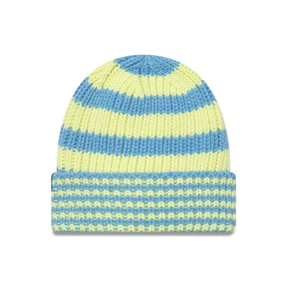 This is a New Era Stripe Pastel Blue Cuff Knit Beanie Hat 1