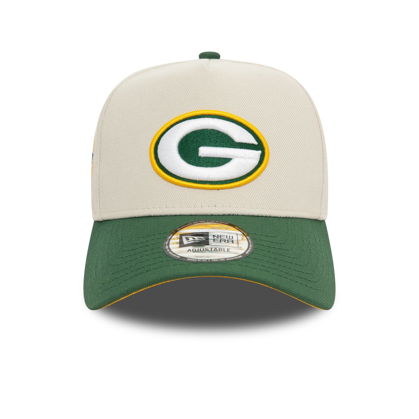 This is a Green Bay Packers NFL Light Beige 9FORTY E-Frame Adjustable Cap 3