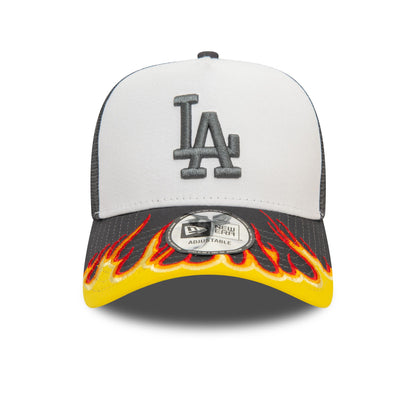 This is a LA Dodgers MLB Flame Dark Grey 9FORTY E-Frame Adjustable Trucker Cap 2