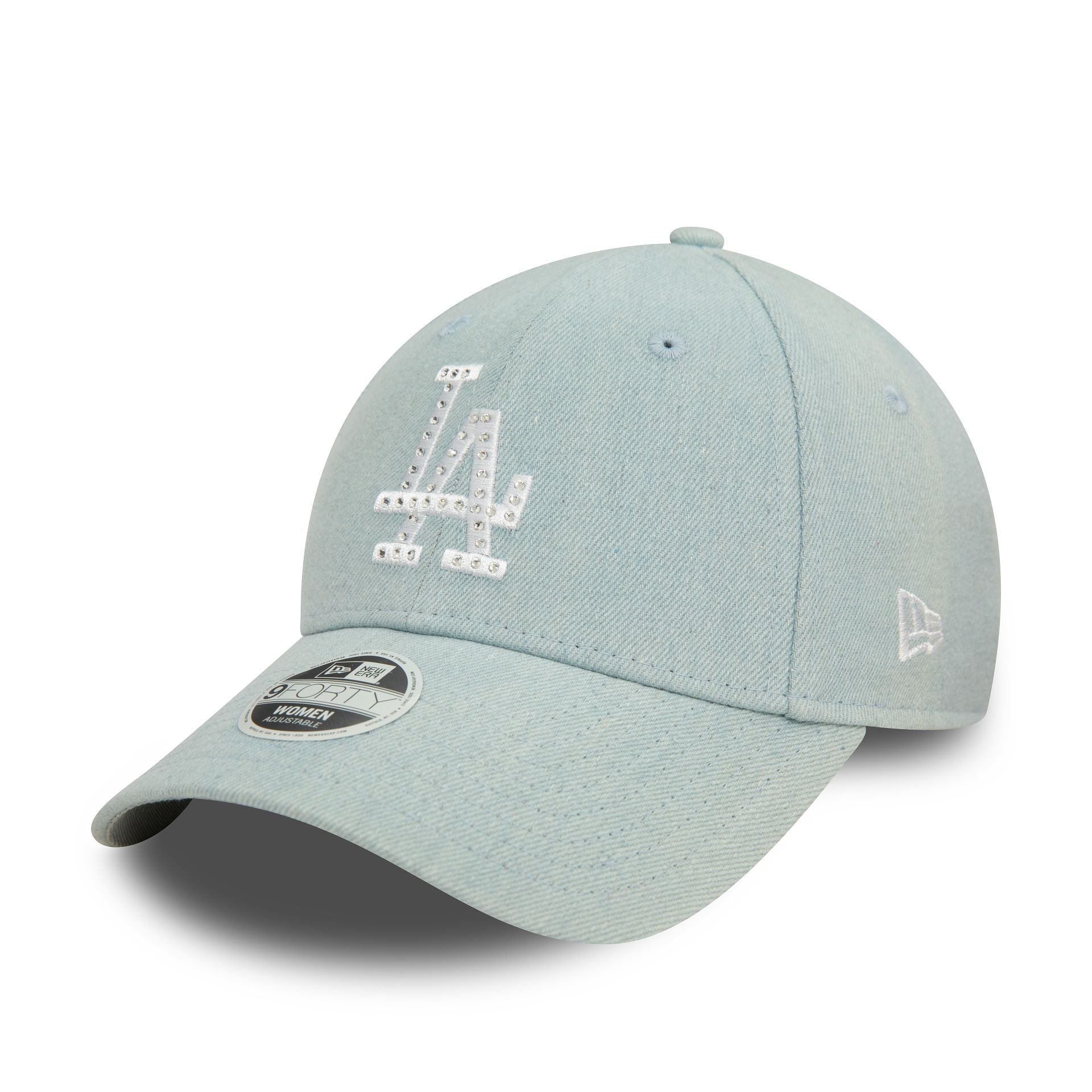 This is a LA Dodgers Womens Diamante Denim Light Blue 9FORTY Adjustable Cap 4