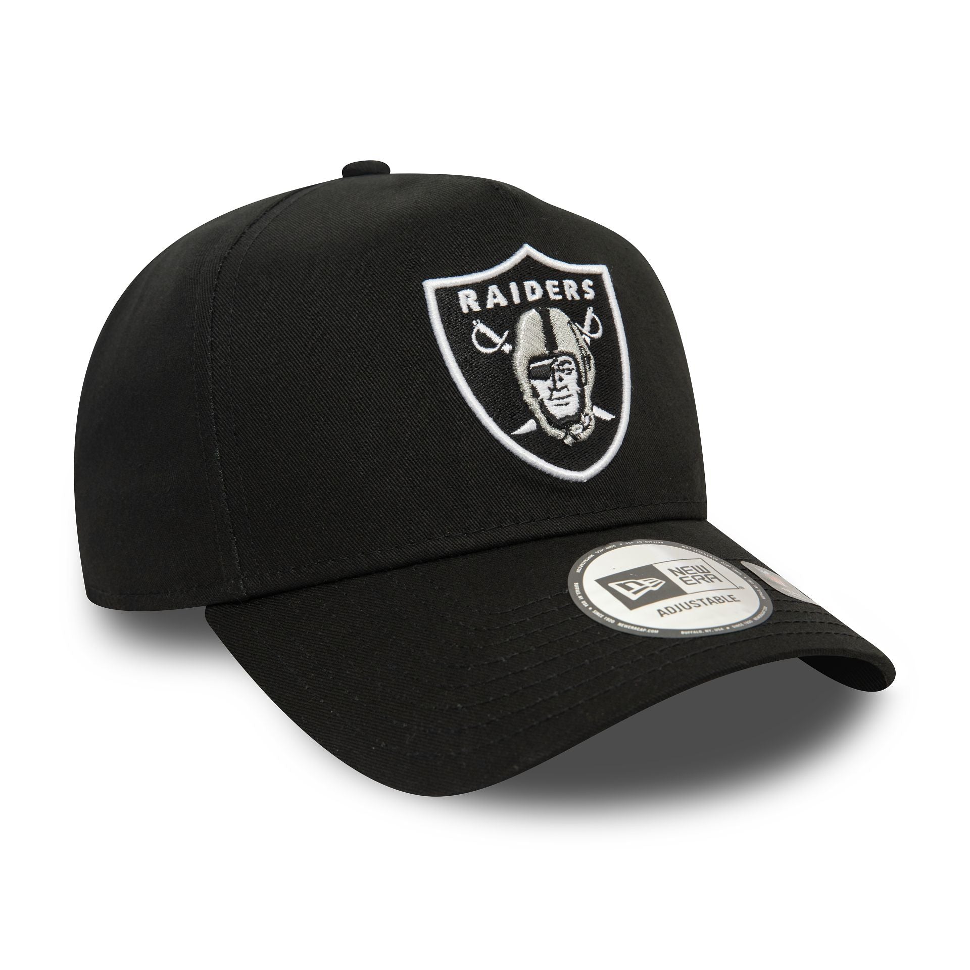 This is a Las Vegas Raiders NFL Official Team Colours Black 9FORTY E-Frame Adjustable Cap 4