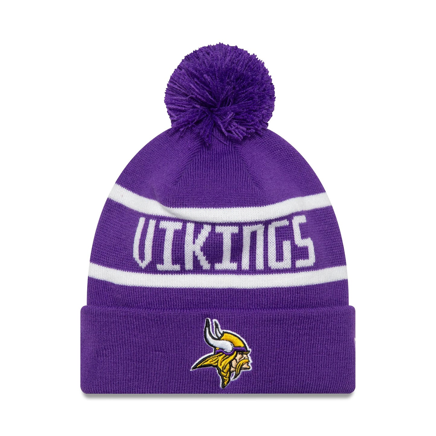 This is a Minnesota Vikings Official Team Colour NFL Purple Jake Knit Beanie Hat 1