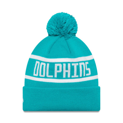 This is a Miami Dolphins Official Team Colour NFL Turquoise Jake Knit Beanie Hat 2