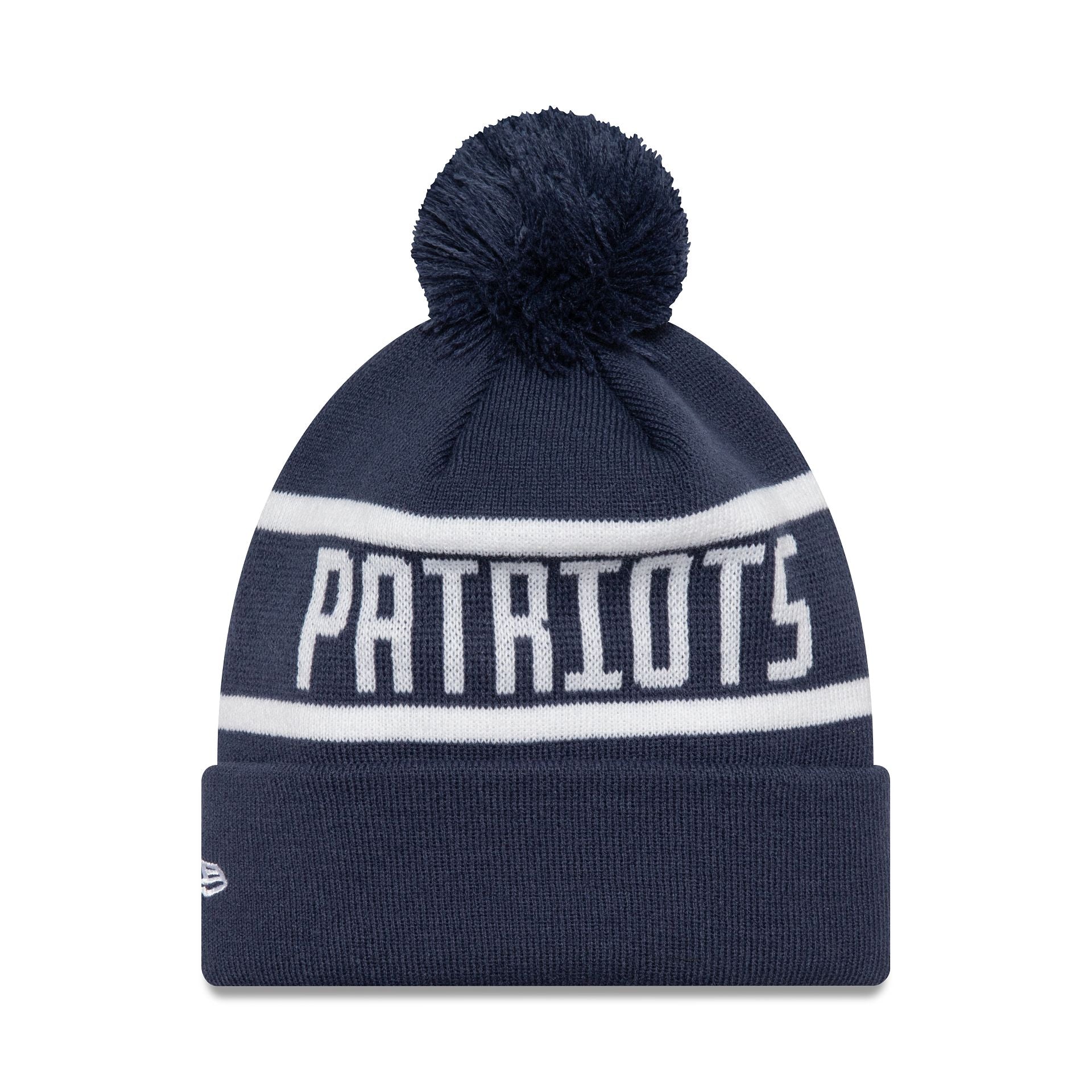 This is a New England Patriots Official Team Colour NFL Dark Blue Jake Knit Beanie Hat 2