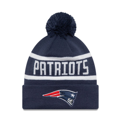 This is a New England Patriots Official Team Colour NFL Dark Blue Jake Knit Beanie Hat 1