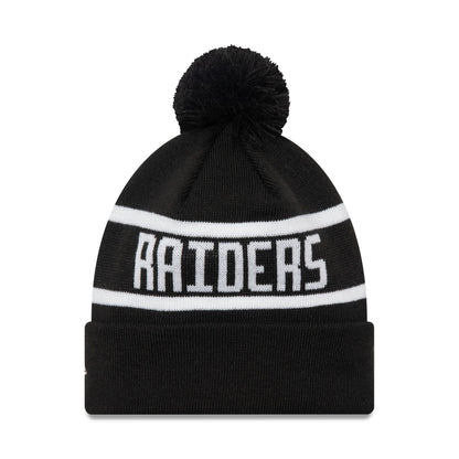 This is a Las Vegas Raiders Official Team Colour NFL Black Jake Knit Beanie Hat 2