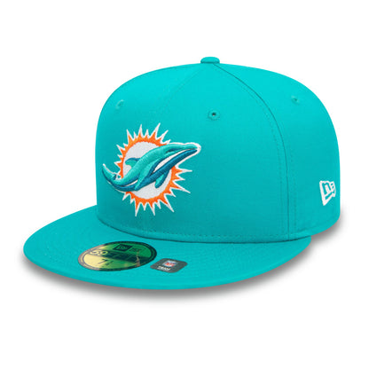 This is a Miami Dolphins NFL Official Team Colours Turquoise 59FIFTY Fitted Cap 1