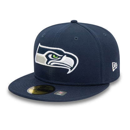 This is a Seattle Seahawks NFL Official Team Colours Dark Blue 59FIFTY Fitted Cap 1