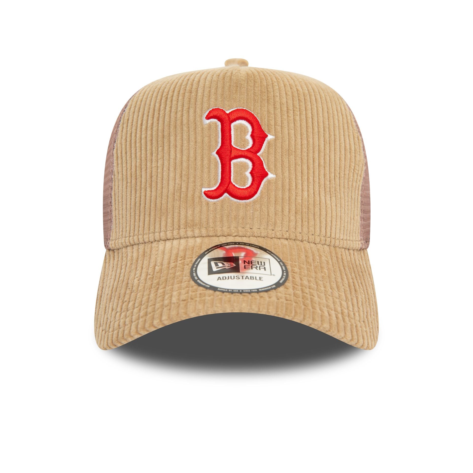 This is a Boston Red Sox MLB Cord Beige 9FORTY E-Frame Adjustable Trucker Cap 2