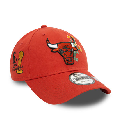 This is a Chicago Bulls Flower Icon Copper 9FORTY Adjustable Cap 1