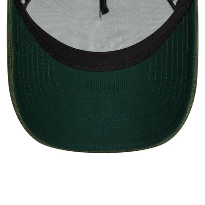 This is a New Era Cord Graphic Dark Green 9FORTY A-Frame Trucker Cap 5