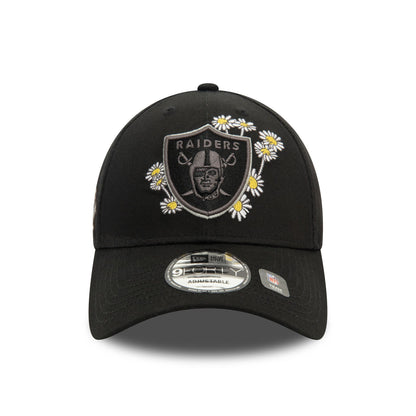 This is a Las Vegas Raiders Flower Icon Black 9FORTY Adjustable Cap 2