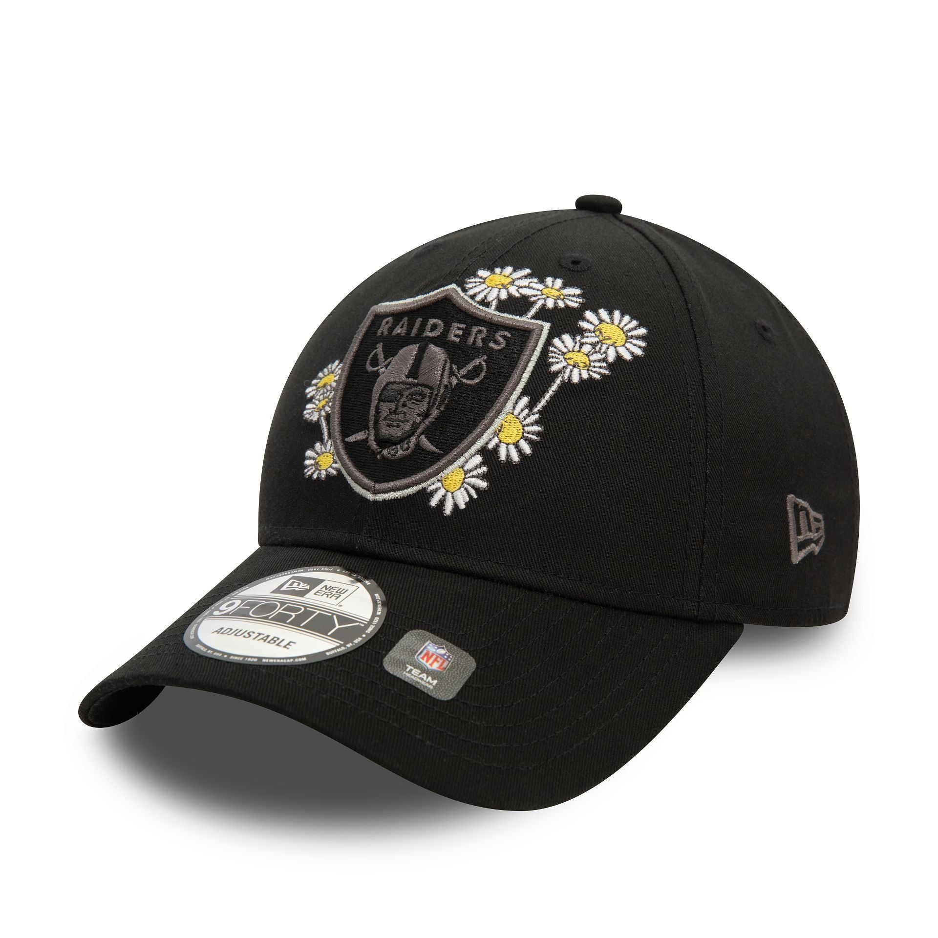 This is a Las Vegas Raiders Flower Icon Black 9FORTY Adjustable Cap 4