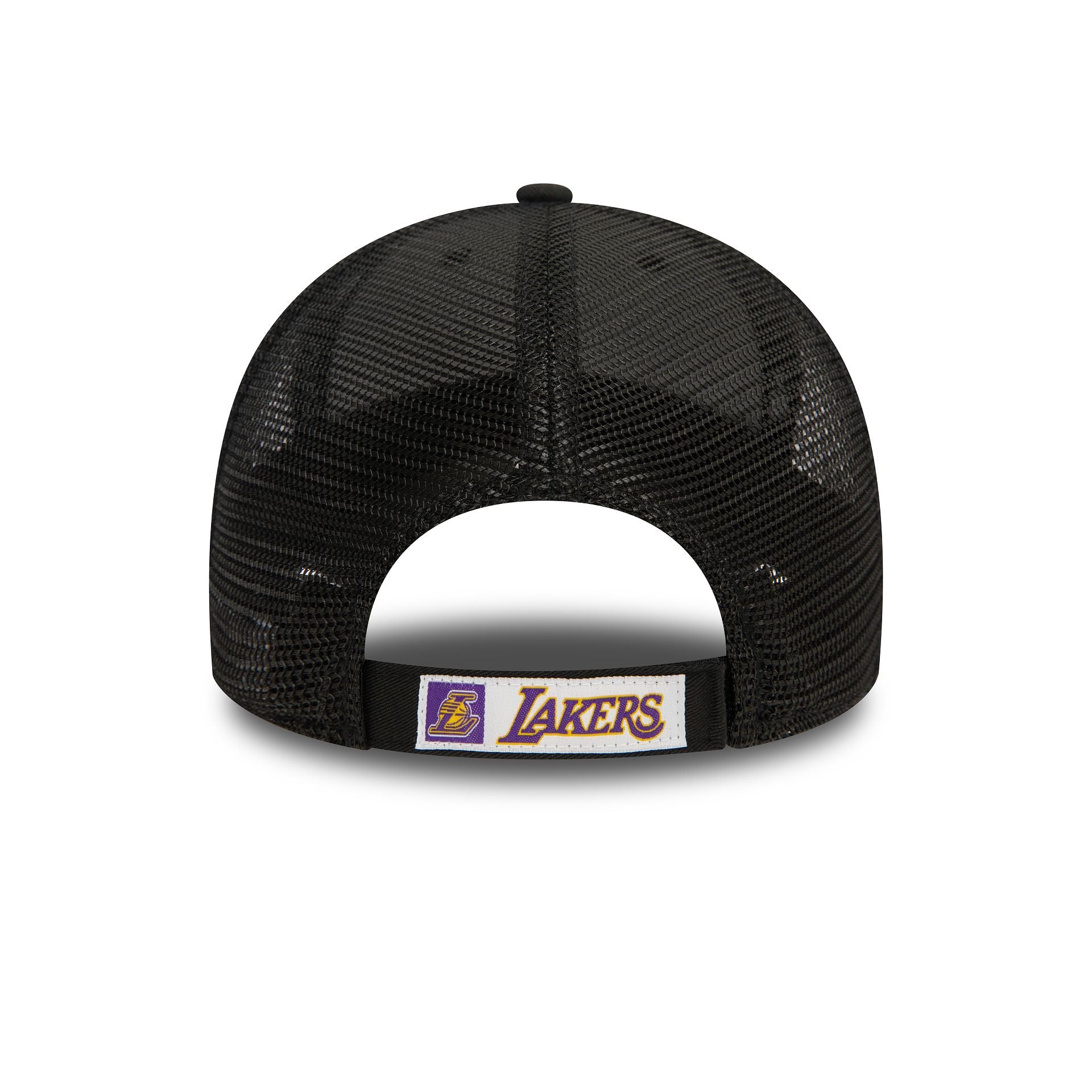 This is a LA Lakers Home Field Black 9FORTY Adjustable Trucker Cap 4