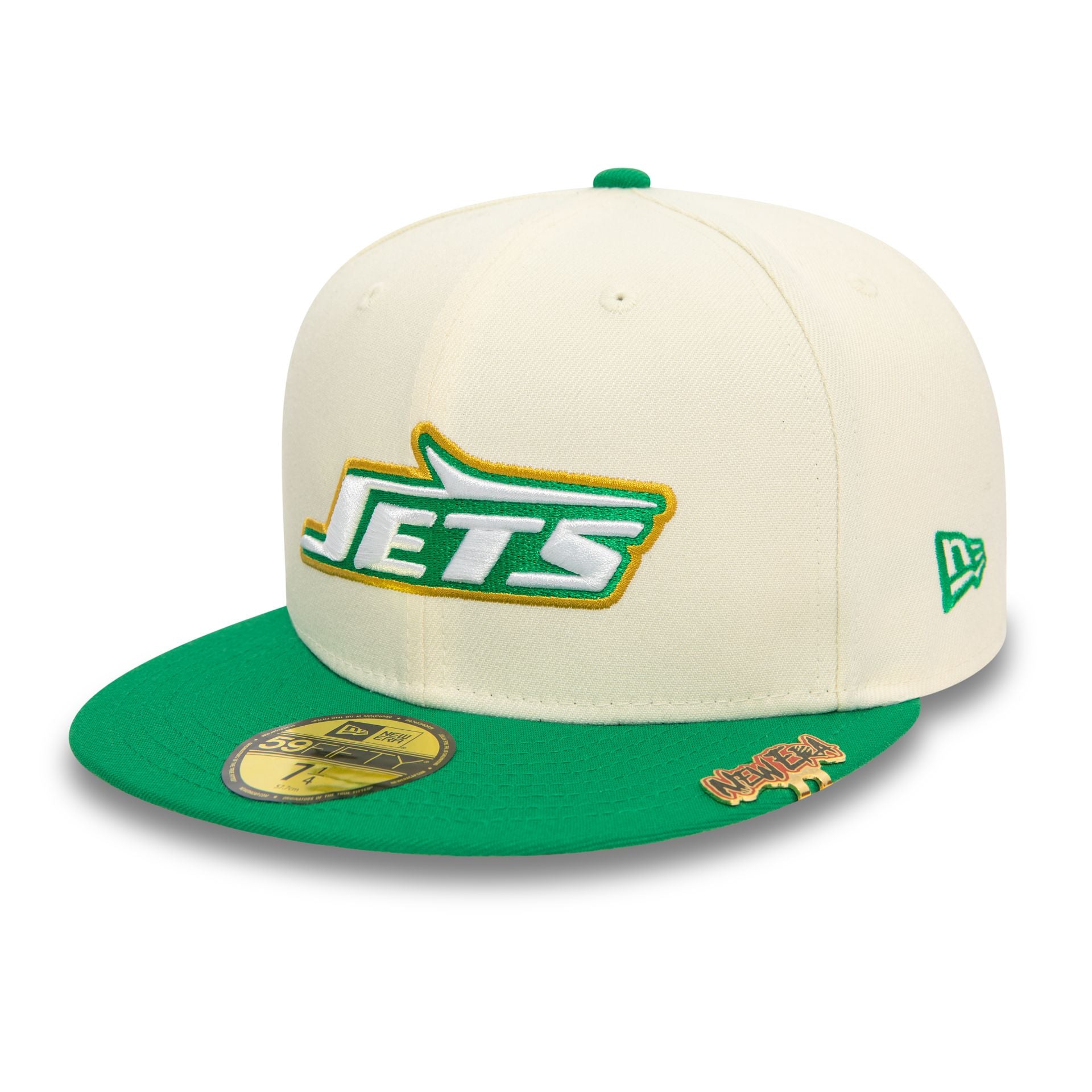 This is a New York Jets NFL Pin Pack White 59FIFTY Fitted Cap 1