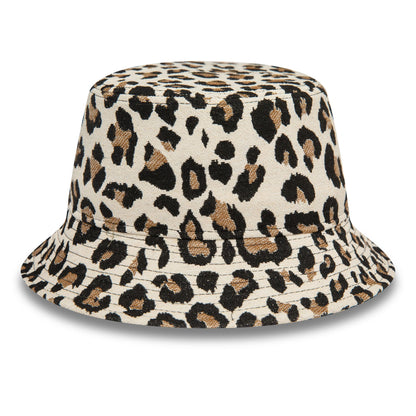 This is a New Era Womens Leopard Light Beige Adventure Bucket Cap 1