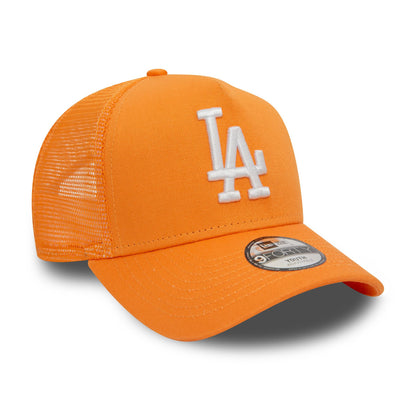 This is a LA Dodgers Youth League Essential Orange 9FORTY A-Frame Adjustable Trucker Cap 4