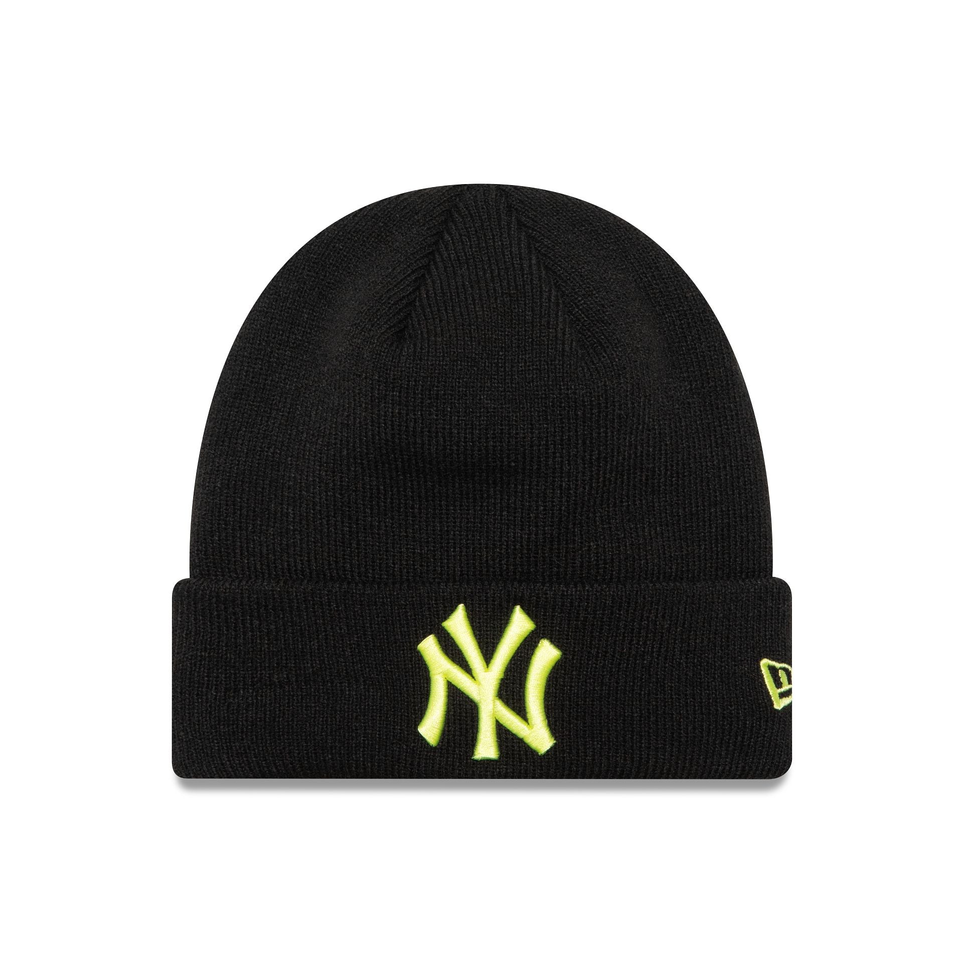 This is a New York Yankees League Essential Youth Black Cuff Knit Beanie Hat 1