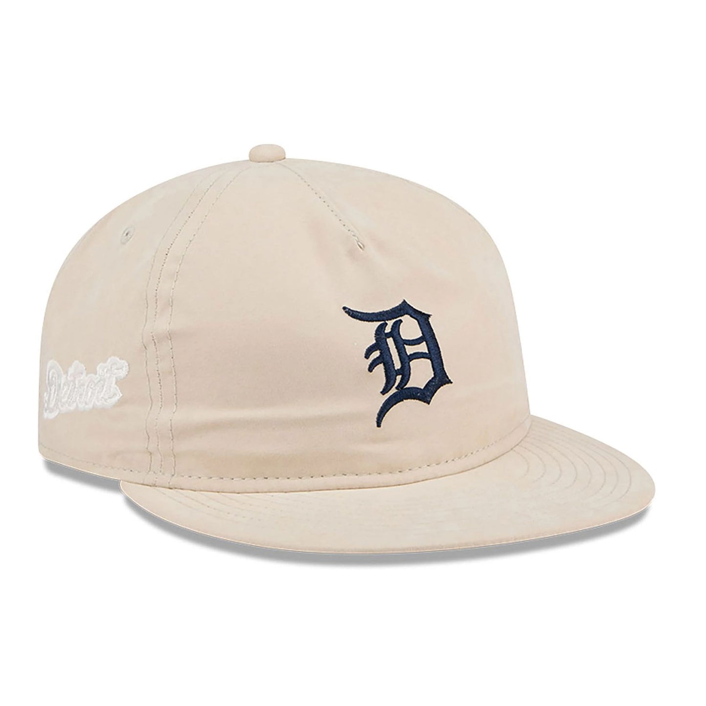 This is a Detroit Tigers Brushed Nylon Light Beige Retro Crown 9FIFTY Strapback Cap 1