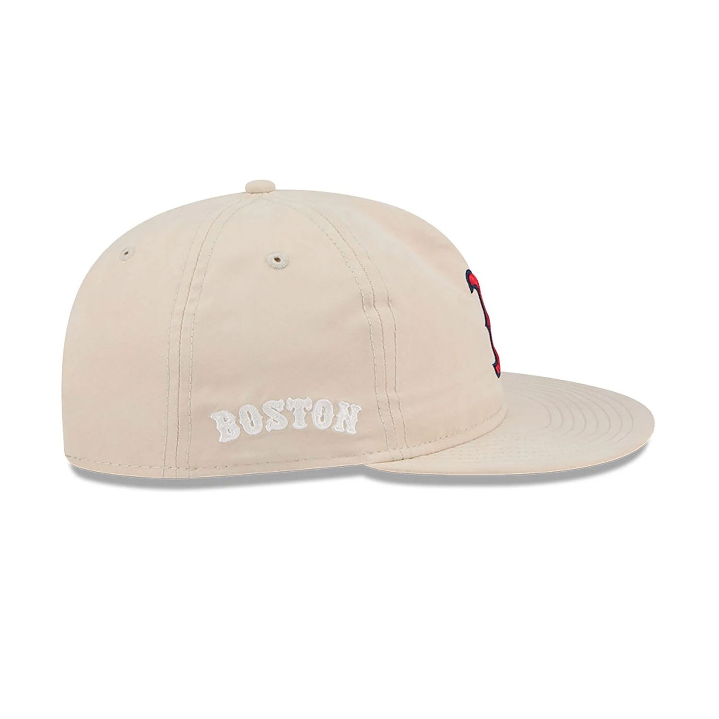 This is a Boston Red Sox Brushed Nylon Light Beige Retro Crown 9FIFTY Strapback Cap 6