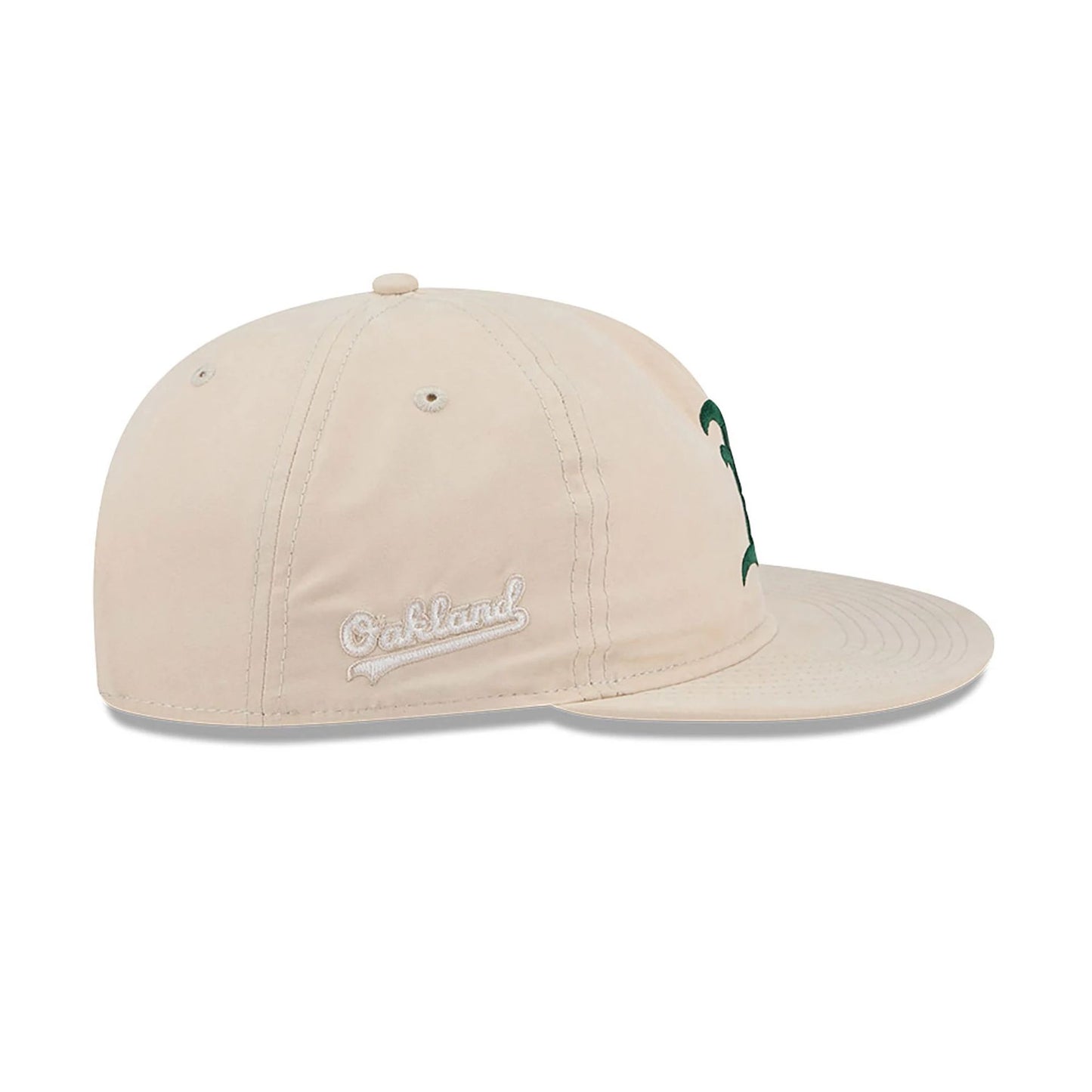 This is a Oakland Athletics Brushed Nylon Light Beige Retro Crown 9FIFTY Strapback Cap 6