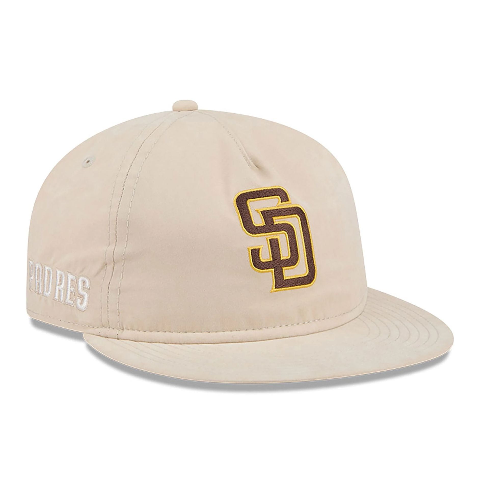 This is a San Diego Padres Brushed Nylon Light Beige Retro Crown 9FIFTY Strapback Cap 1