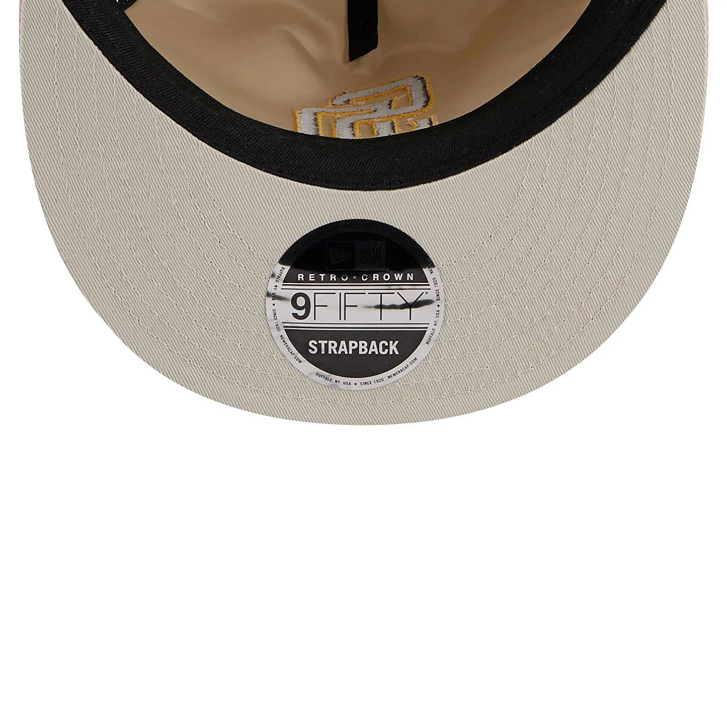 This is a San Diego Padres Brushed Nylon Light Beige Retro Crown 9FIFTY Strapback Cap 3