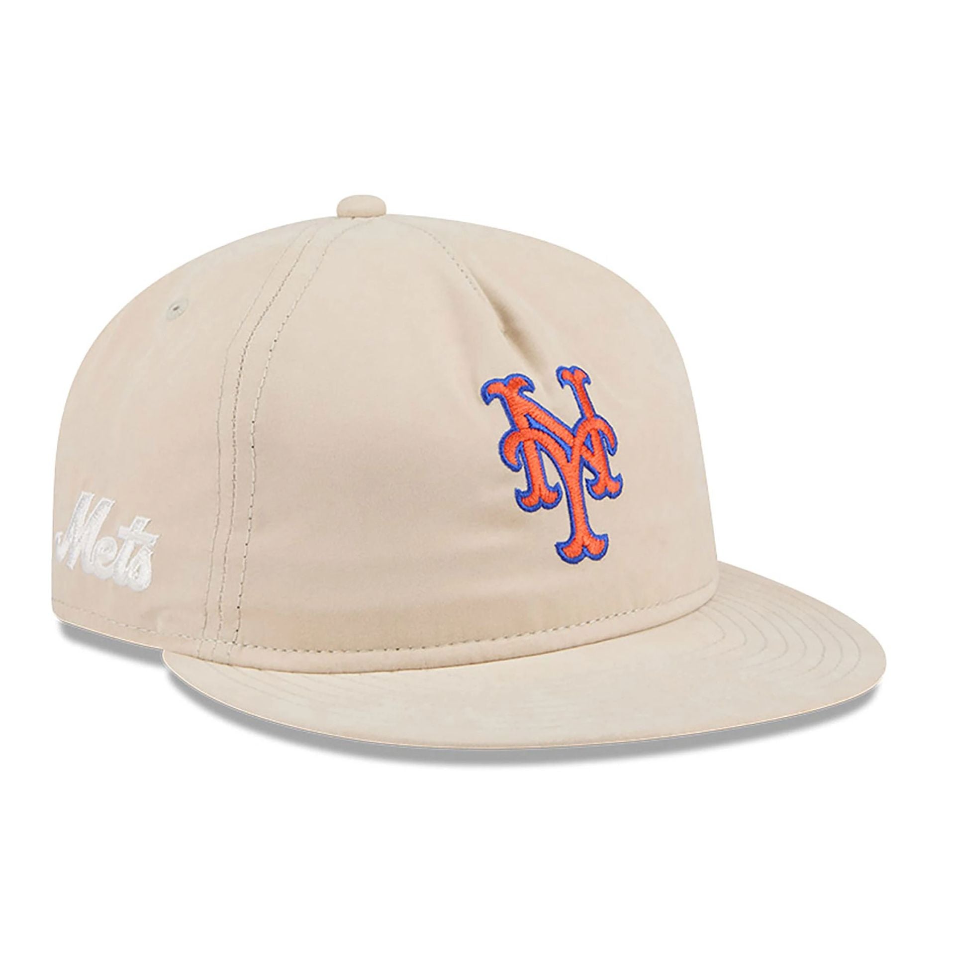 This is a New York Mets Brushed Nylon Light Beige Retro Crown 9FIFTY Strapback Cap 1