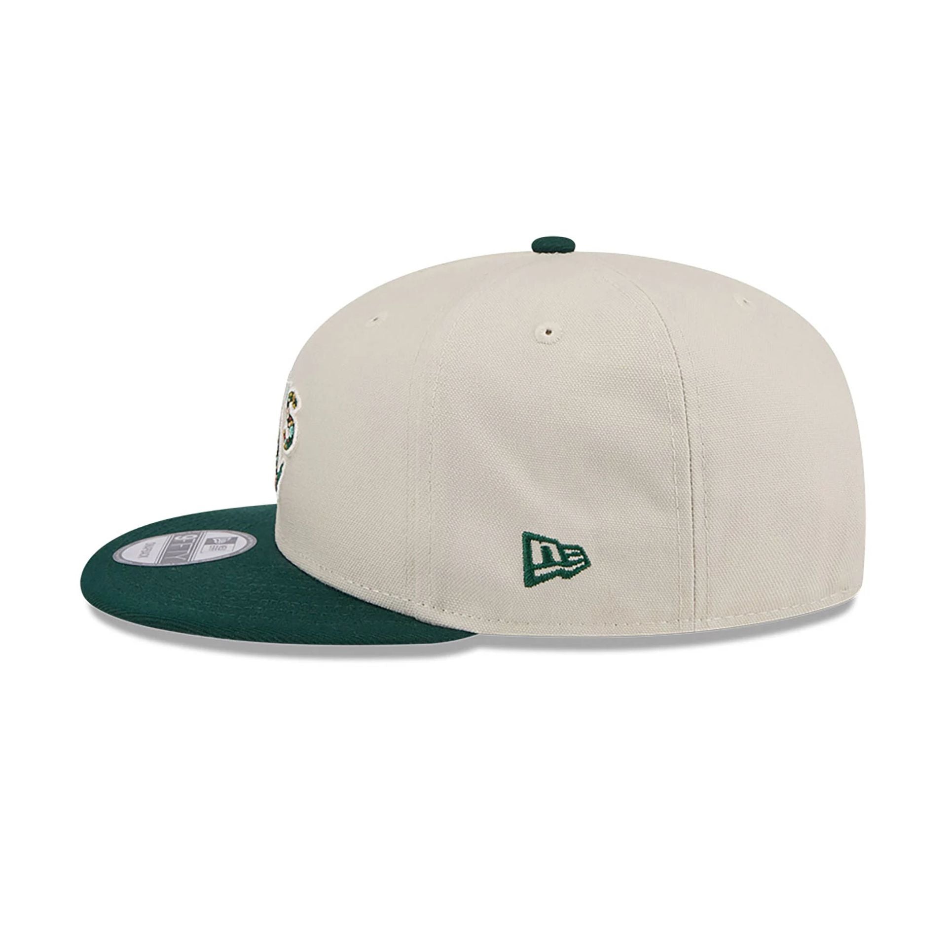 This is a Oakland Athletics Floral Fill Light Beige 9FIFTY Snapback Cap 7